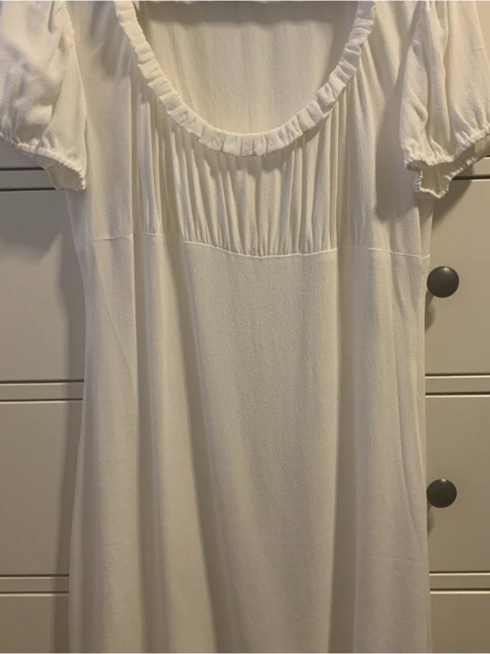 Aritzia Pacey White Ruffled Square Neck Mini Dress - Picture 2 of 3